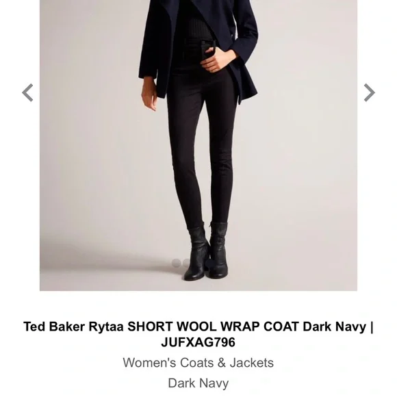 NWT Ted Baker Rytaa Short Wool Wrap Coat- Dark Navy- size 6 - Picture 9 of 10